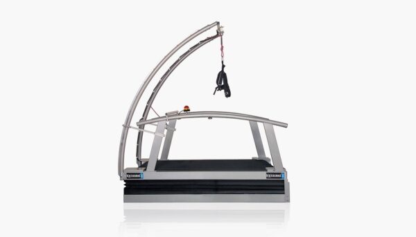 the h/p/cosmos venus treadmill is grey and has a harness