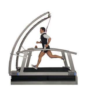 Man running on saturn treadmill