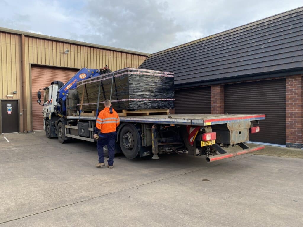 Treadmill being delivered by lorry